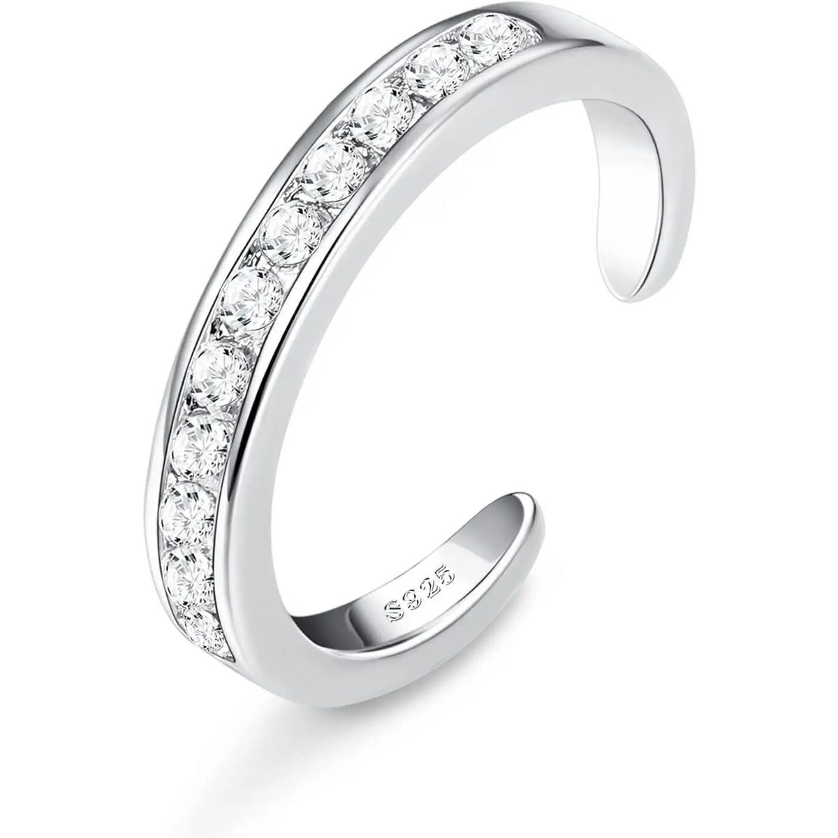 Sterling silver crystal channel toe ring