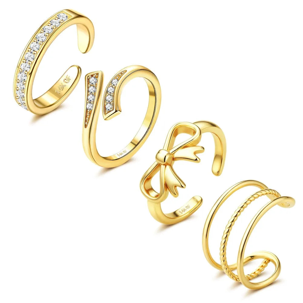 Gold-tone four-piece toe ring set A
