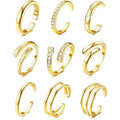 Nine-piece stacking toe ring set in gold-tone